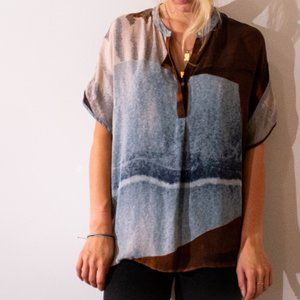 Wilfred abstract printed silk tunic blouse